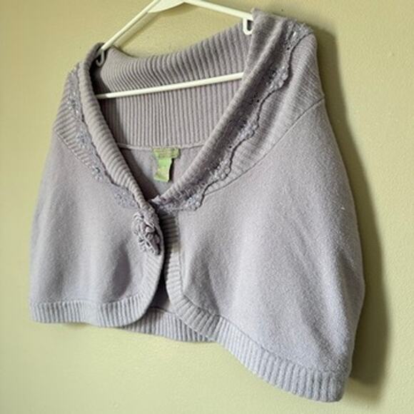 Vintage Knit Capelet Womens MEDIUM Sequin Lace Boho Cottagecore Retro Wedding - Picture 3 of 8